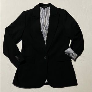 On 34th women’s one button boyfriend blazer jacket in navy lined